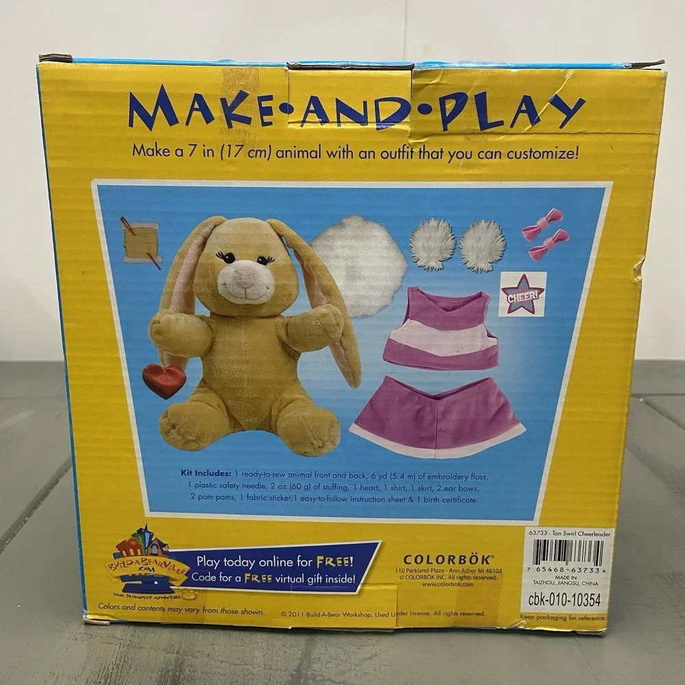BUILD A BEAR Workshop Make-And-Play Bunny Tan Swirl Cheerleader 2011